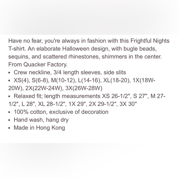 Quacker Factory “Frightful Nights” 1X Vintage Black top, MADE IN HONG KONG - Picture 6 of 6